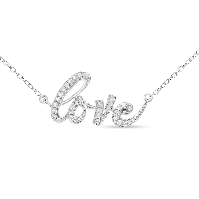 Sterling Silver Diamond Love Pendant Necklace