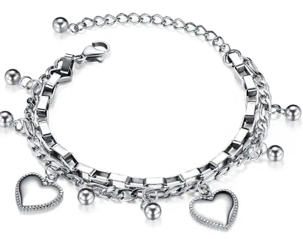 Elegant Heart Charm Bracelet