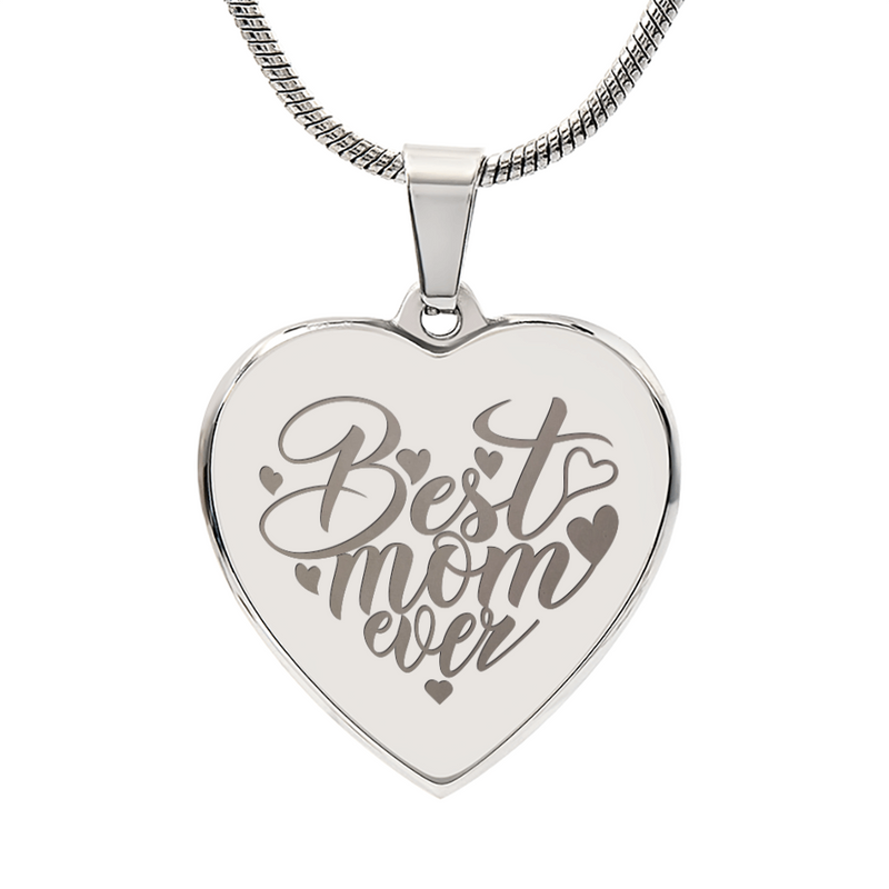 Best Mom Heart Necklace with Personal Engraving