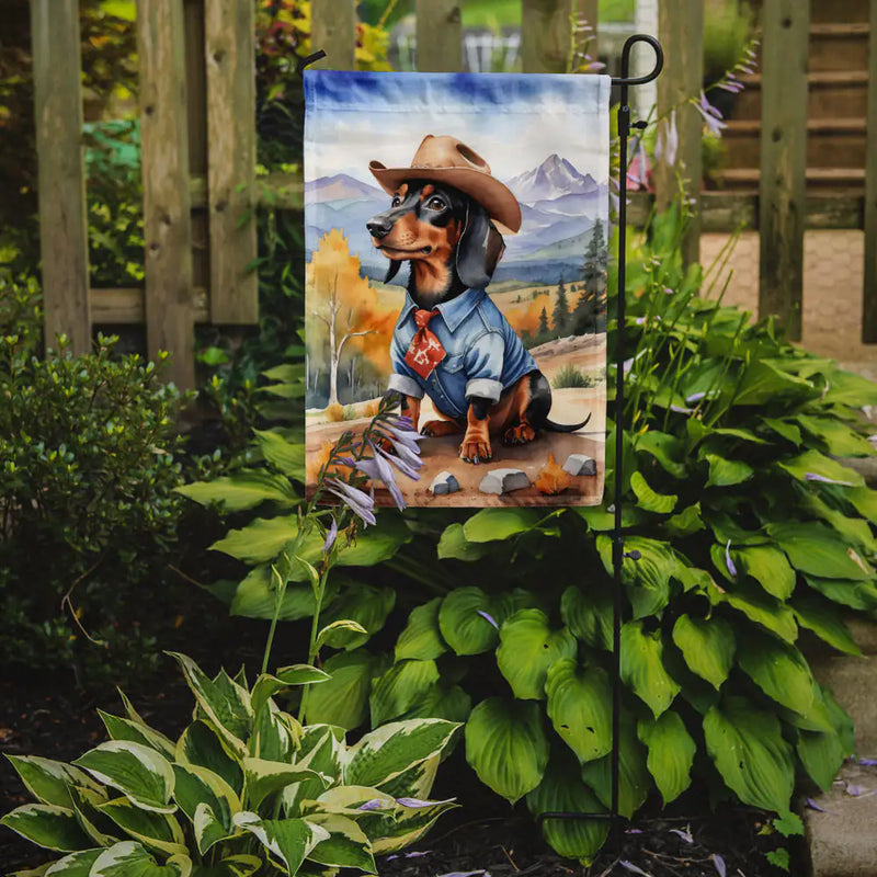 Dachshund Cowboy Welcome Garden Flag