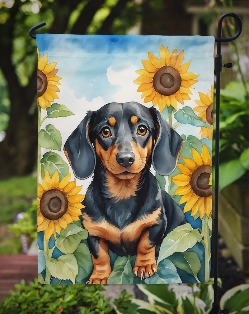 Dachshund in Sunflowers Garden Flag